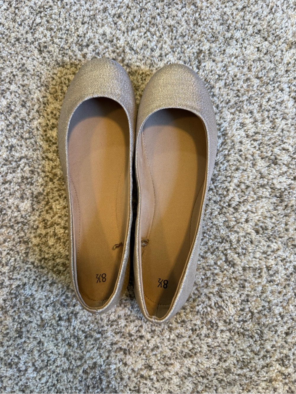 Time and Tru Champagne Metallic Ballet Flats - Women
